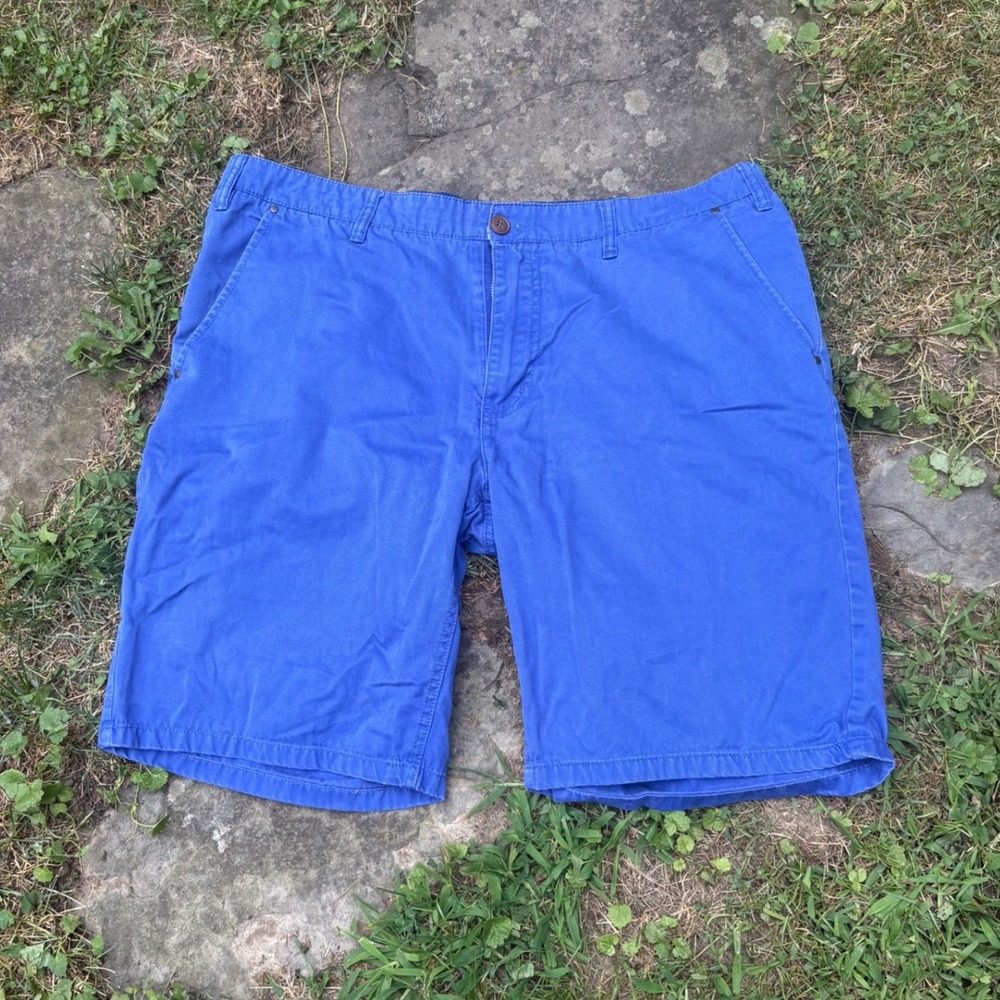 Request Mens Blue Chino Shorts Size 36 Casual Flat Front‎